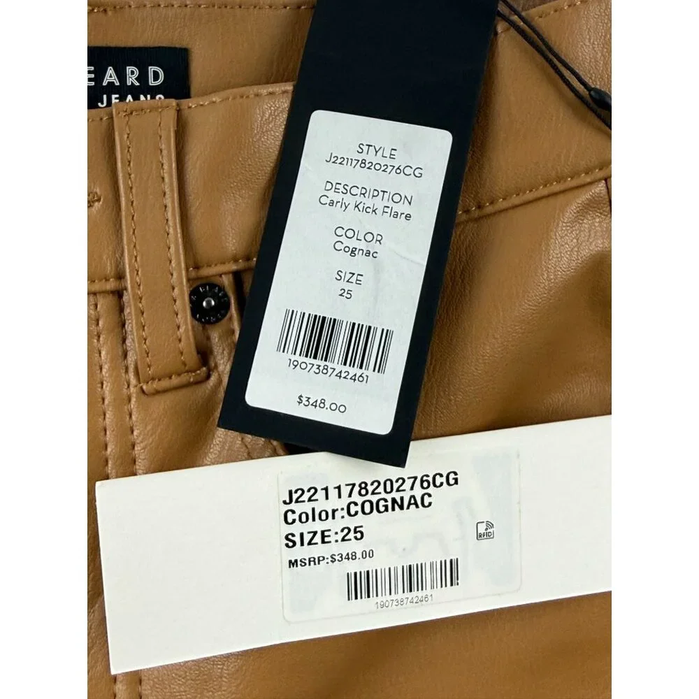 NWT Veronica Beard Carly Kick Flare Pants Vegan Leather in Camel Size 25 $348 - Picture 7 of 12